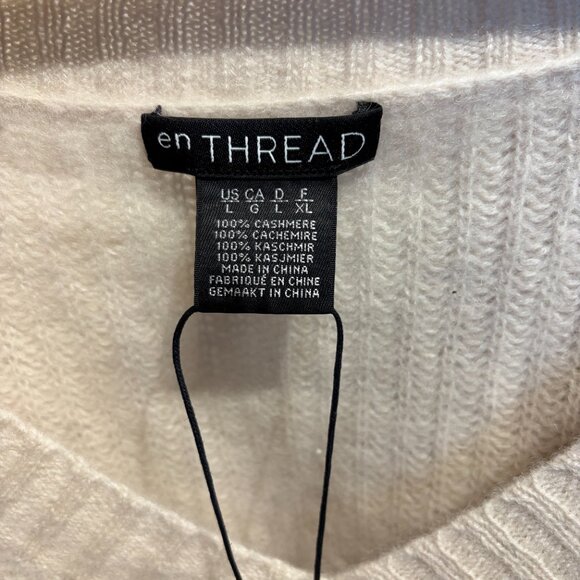 Enthread 100% Cashmere Knit Loose Fit Sweater (Cream/Off White) (Size: Large) - Picture 3 of 4